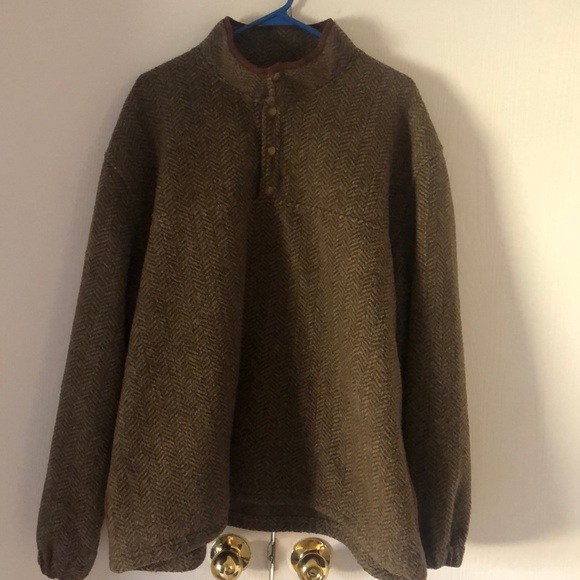 Men’s ORVIS acrylic herringbone pullover drawstring crew neck jacket - Picture 2 of 10